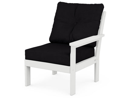 POLYWOOD® Vineyard Modular Right Arm Chair in White / Midnight Linen