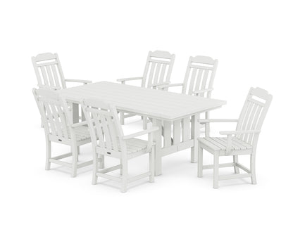 POLYWOOD® Cottage Arm Chair 7-Piece Mission Dining Set in White