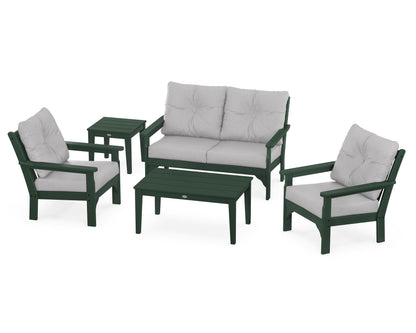 POLYWOOD® Vineyard 5-Piece Deep Seating Set in Green / Granite