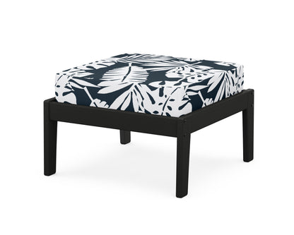 Unbranded Deep Seating Ottoman in Black / Leaf Marine Indigo