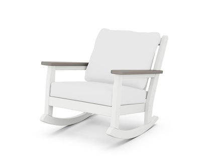 POLYWOOD® Chippendale Deep Seating Rocking Chair in White / Driftwood / Natural