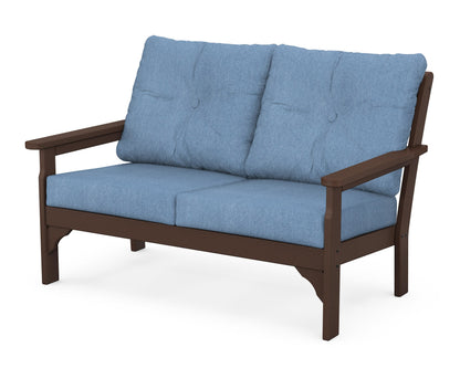 POLYWOOD® Vineyard Deep Seating Loveseat in Mahogany / Sky Blue