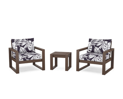POLYWOOD® EDGE Sectional 3-Piece Deep Seating Set in Mahogany / Leaf Navy