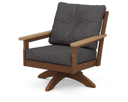 POLYWOOD® Vineyard Deep Seating Swivel Chair in Teak / Natural / Ash Charcoal