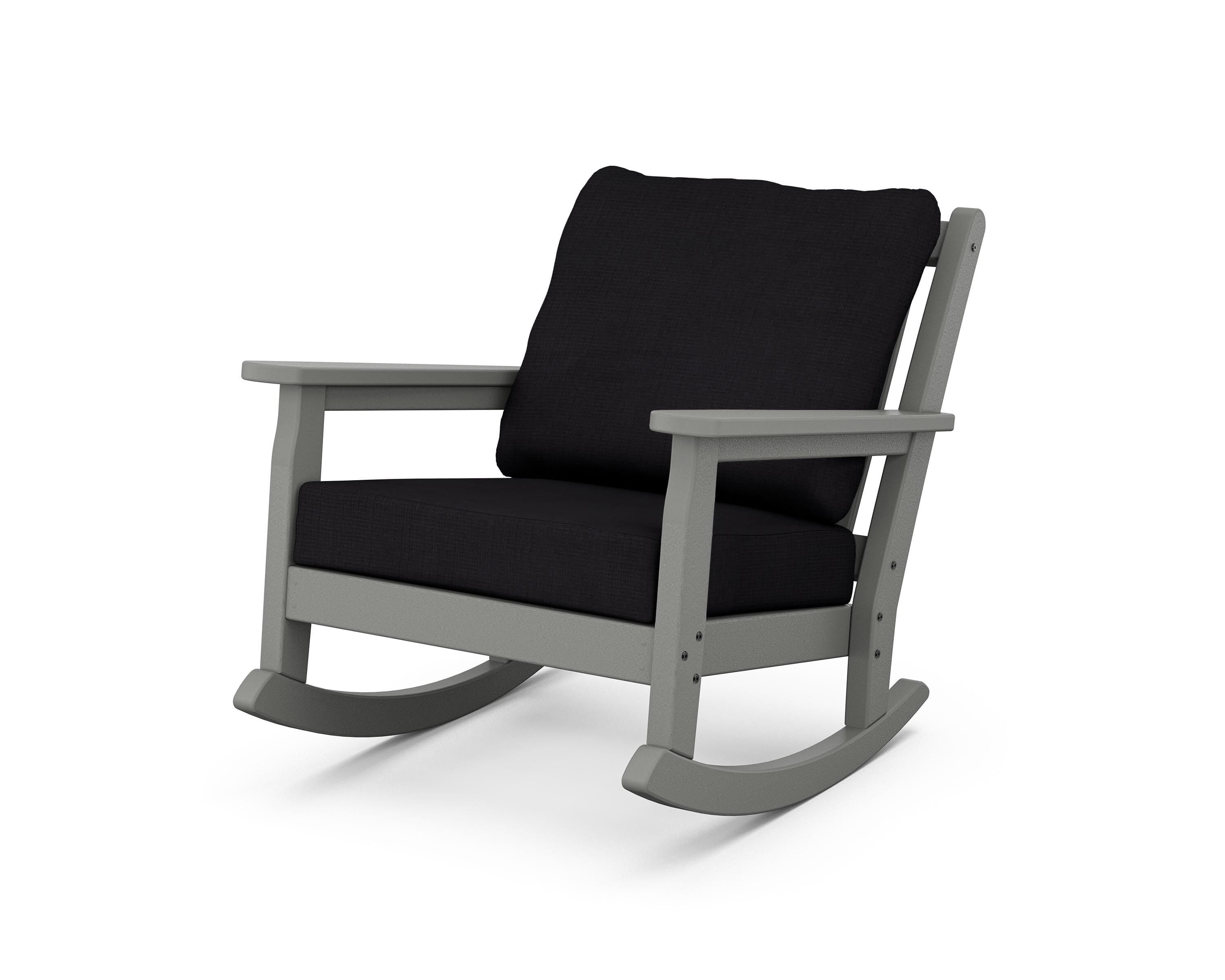 POLYWOOD® Chippendale Deep Seating Rocking Chair in Slate Grey / Midnight Linen