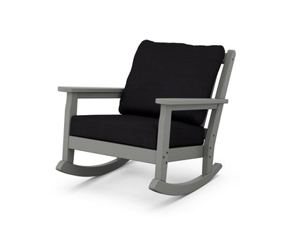 POLYWOOD® Chippendale Deep Seating Rocking Chair in Slate Grey / Midnight Linen