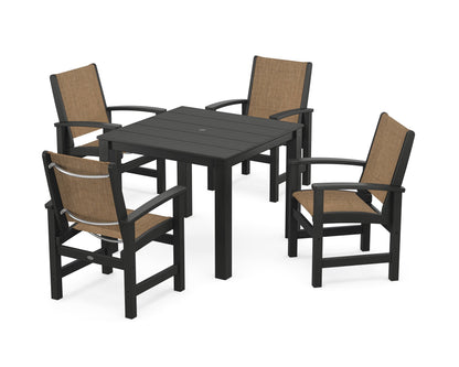 POLYWOOD® Coastal 5-Piece Parsons Dining Set in Black / Burlap Sling