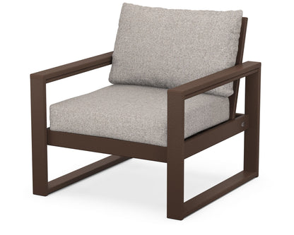 POLYWOOD® EDGE Club Chair in Mahogany / Weathered Tweed