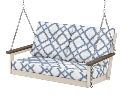 POLYWOOD® Vineyard Deep Seating Swing in Sand / Kona / Trellis Sky Blue