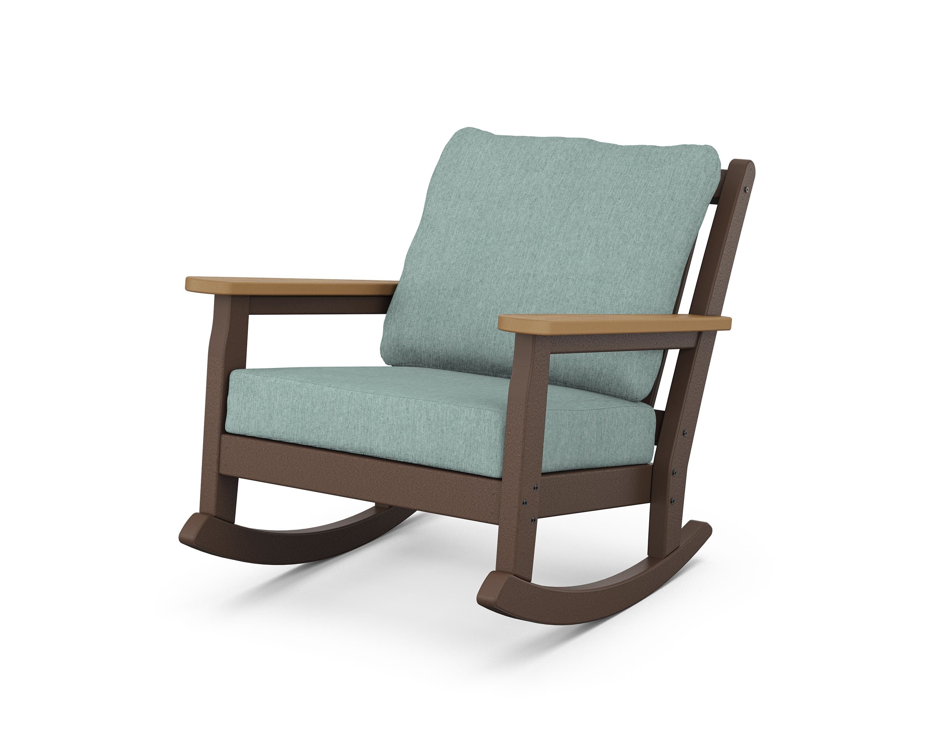 POLYWOOD® Chippendale Deep Seating Rocking Chair in Mahogany / Natural / Glacier Spa