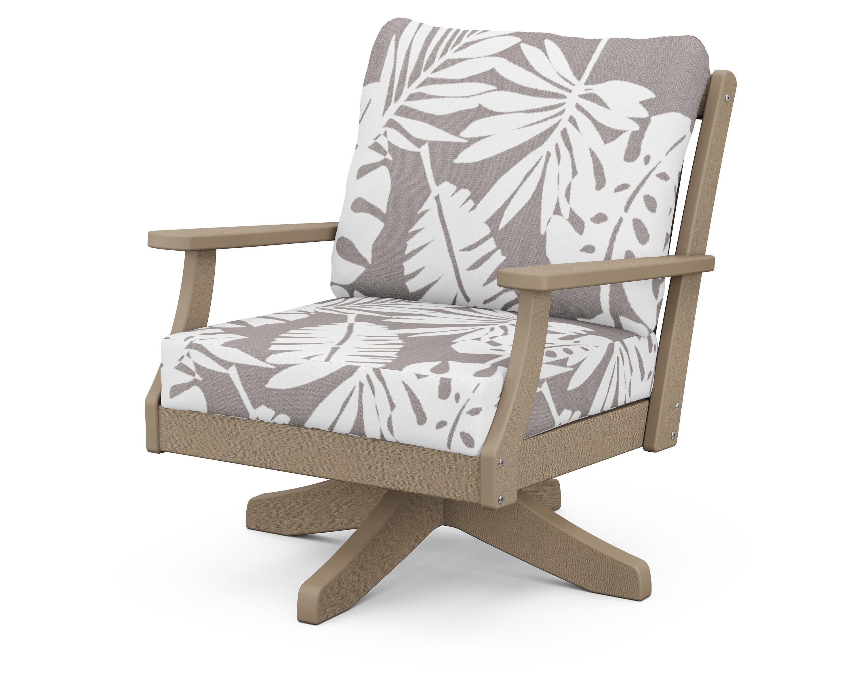 POLYWOOD® Braxton Deep Seating Swivel Chair in Vintage Sahara / Leaf Grey Mist