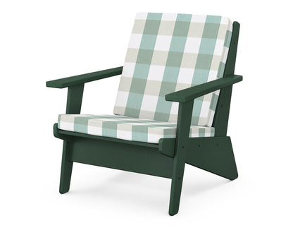 POLYWOOD® Riviera Modern Lounge Chair in Green / Buffalo Plaid Glacier Spa