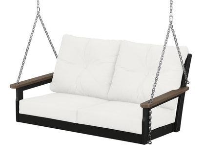 POLYWOOD® Vineyard Deep Seating Swing in Black / Kona / Natural Linen