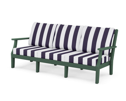 Martha Stewart by POLYWOOD® Chinoiserie Deep Seating Sofa in Green / Cabana Stripe Navy