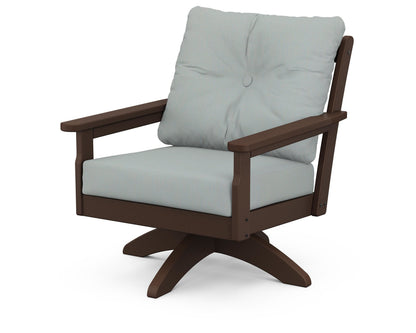 POLYWOOD® Vineyard Deep Seating Swivel Chair in Mahogany / Spa