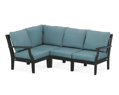 POLYWOOD® Braxton Modular 4-Piece Deep Seating Set in Black / Ocean Teal