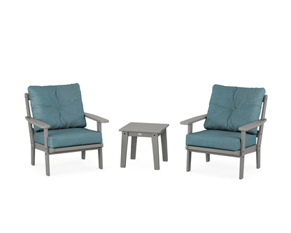 POLYWOOD® Prairie 3-Piece Deep Seating Set in Slate Grey / Ocean Teal