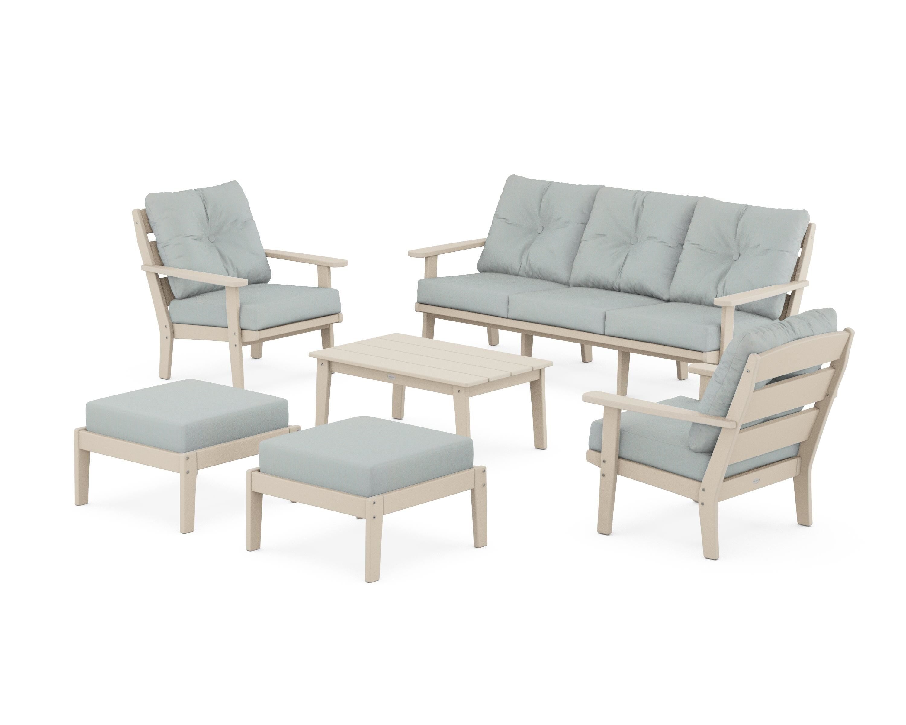 POLYWOOD® Lakeside 6-Piece Lounge Sofa Set in Sand / Spa