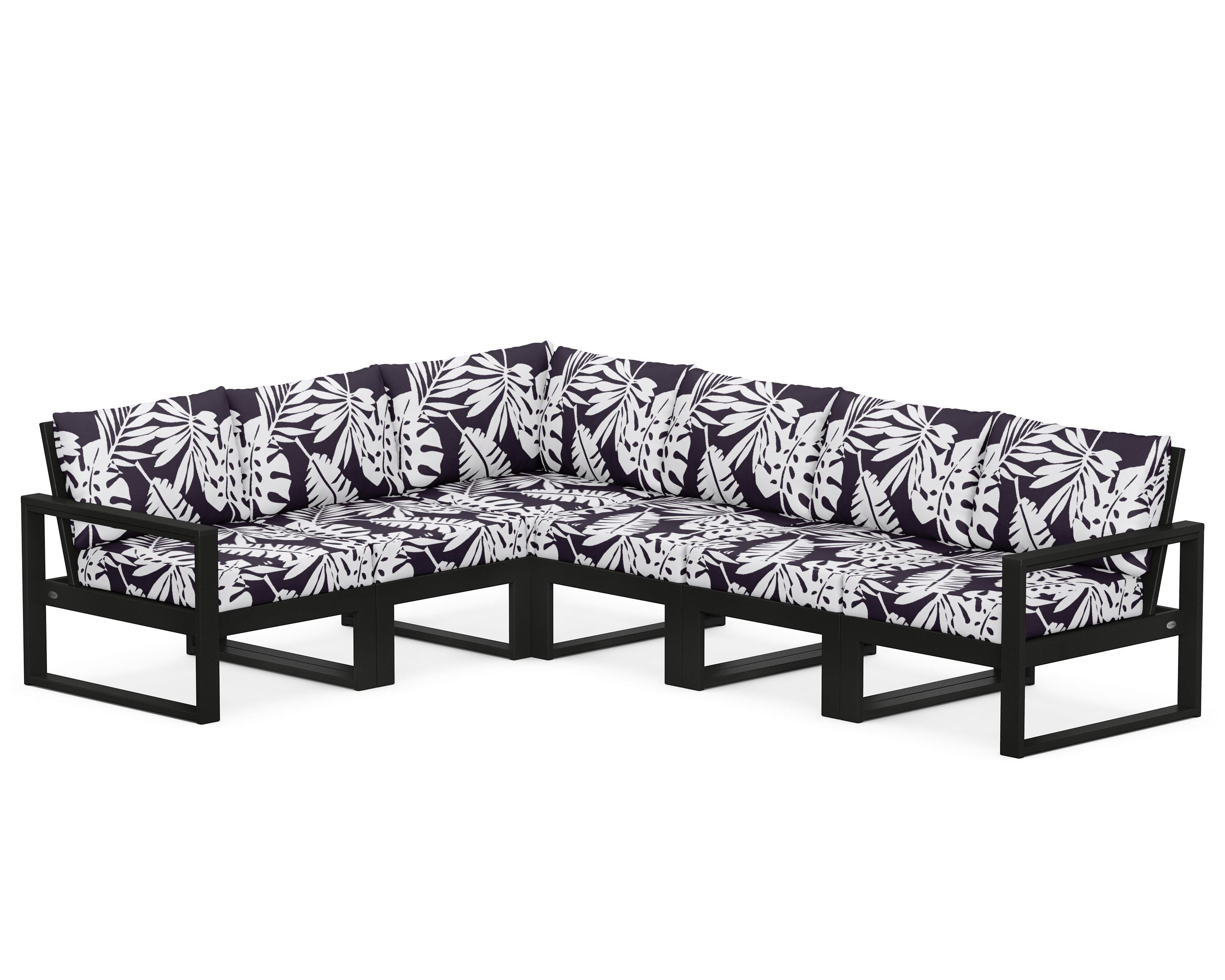POLYWOOD® EDGE 6-Piece Modular Deep Seating Set in Black / Leaf Navy