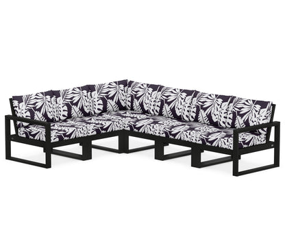 POLYWOOD® EDGE 6-Piece Modular Deep Seating Set in Black / Leaf Navy