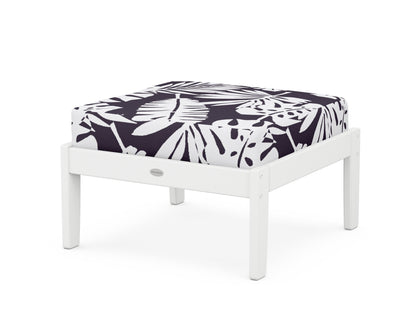 POLYWOOD® Braxton Deep Seating Ottoman in White / Leaf Navy