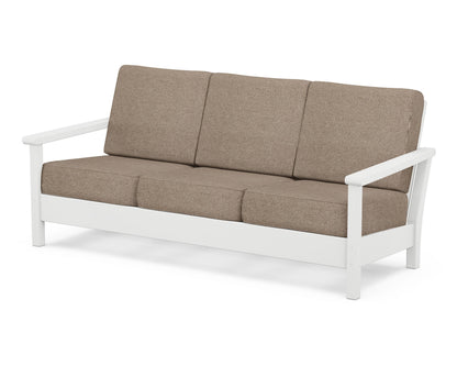 POLYWOOD® Harbour Deep Seating Sofa in White / Spiced Burlap