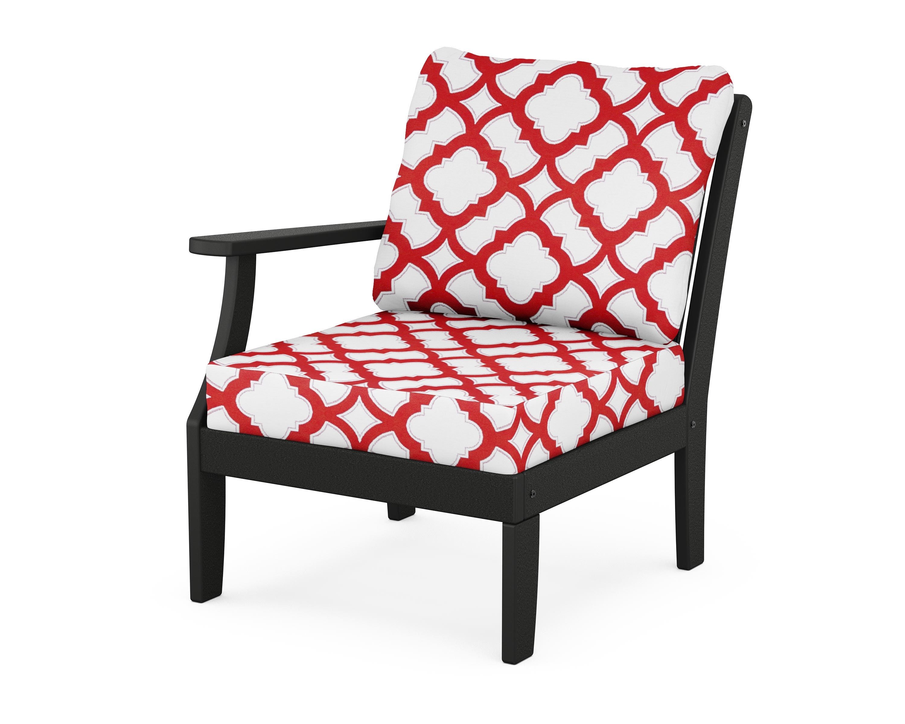 POLYWOOD® Braxton Modular Left Arm Chair in Black / Trellis Crimson