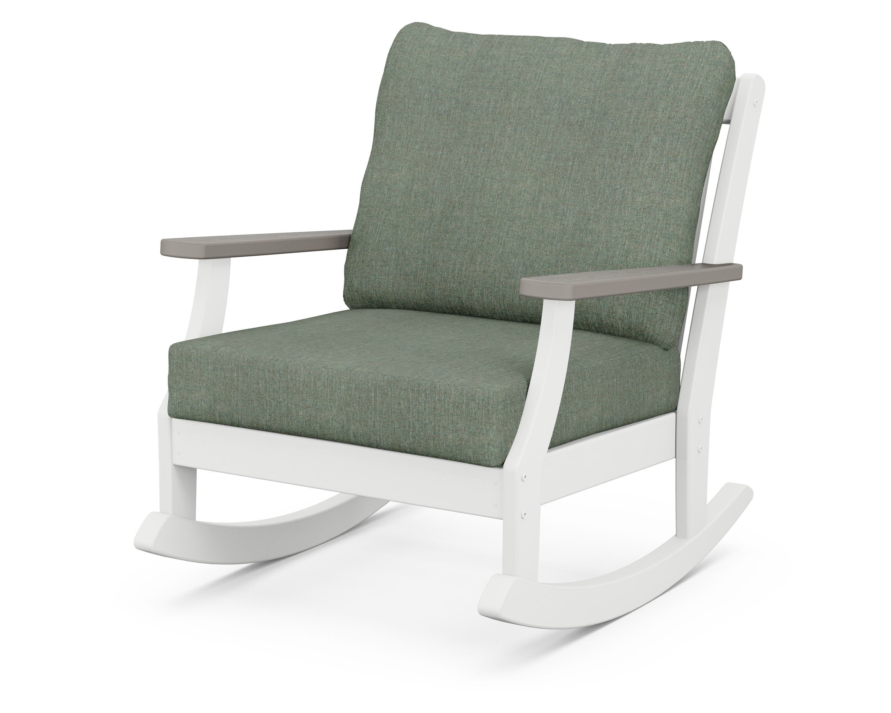 POLYWOOD® Braxton Deep Seating Rocking Chair in White / Driftwood / Cast Sage