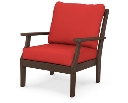 POLYWOOD® Braxton Deep Seating Chair in Mahogany / Crimson Linen