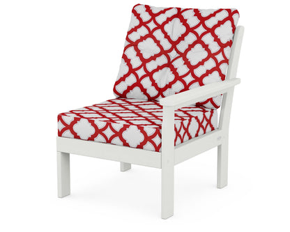 POLYWOOD® Vineyard Modular Right Arm Chair in Vintage White / Trellis Crimson