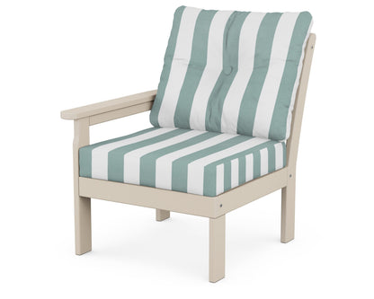 POLYWOOD® Vineyard Modular Left Arm Chair in Sand / Cabana Stripe Glacier Spa
