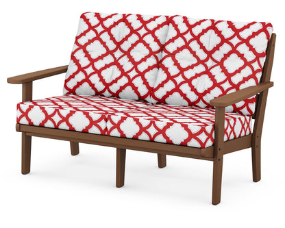 POLYWOOD® Lakeside Deep Seating Loveseat in Teak / Trellis Crimson