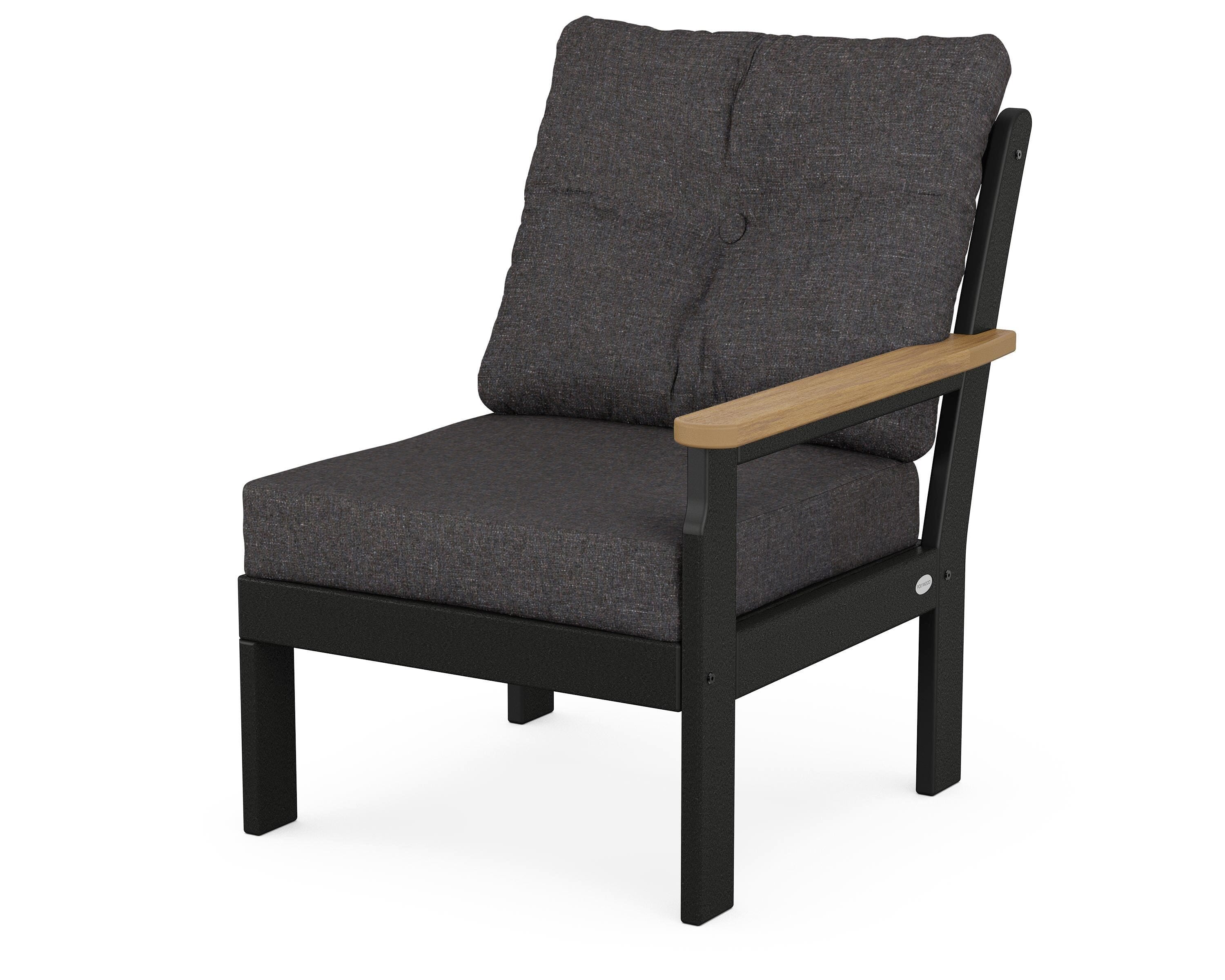 POLYWOOD® Vineyard Modular Right Arm Chair in Black / Natural / Ash Charcoal