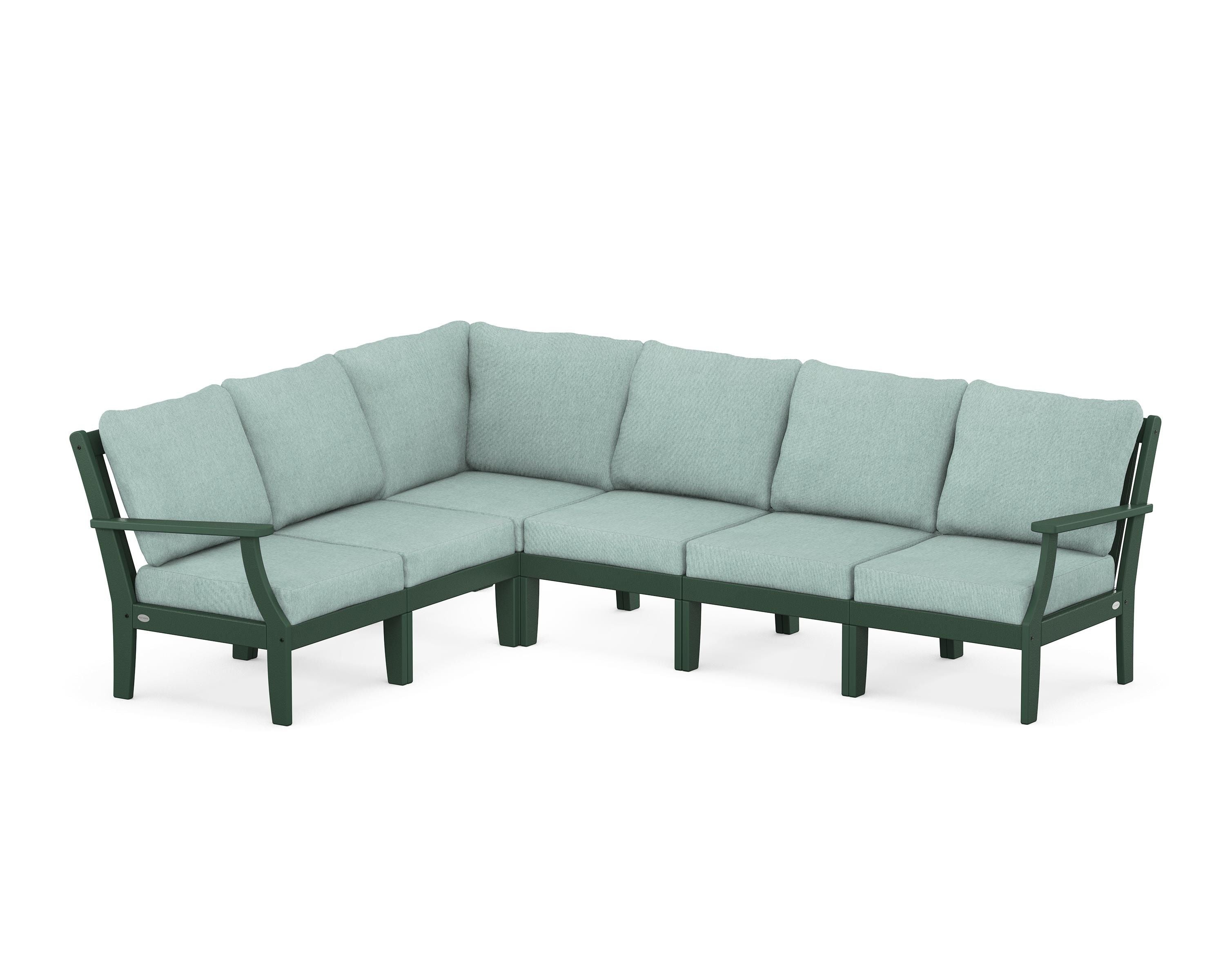 POLYWOOD® Braxton Modular 6-Piece Deep Seating Set in Green / Glacier Spa