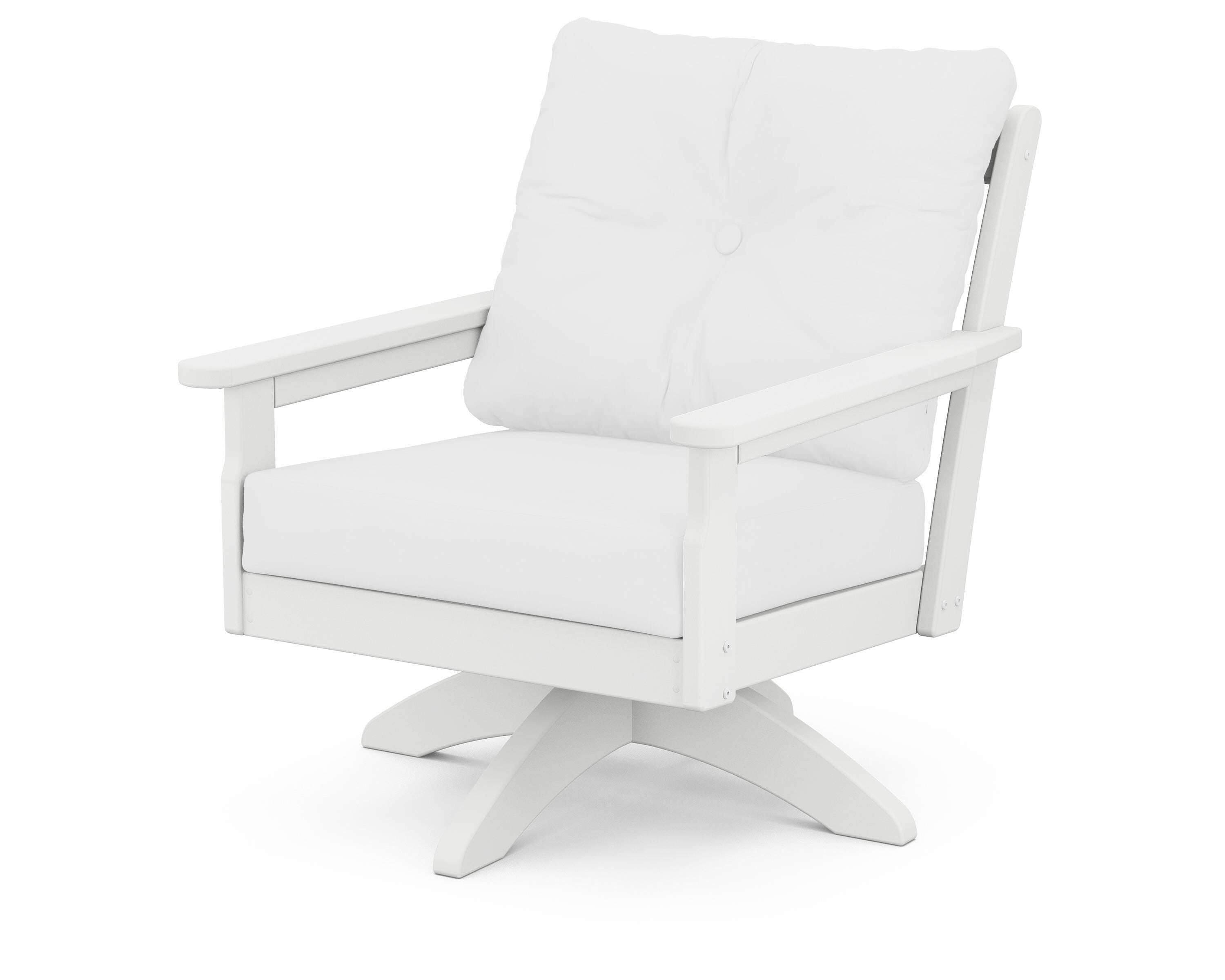 POLYWOOD® Vineyard Deep Seating Swivel Chair in White / Natural