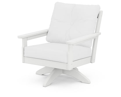 POLYWOOD® Vineyard Deep Seating Swivel Chair in White / Natural