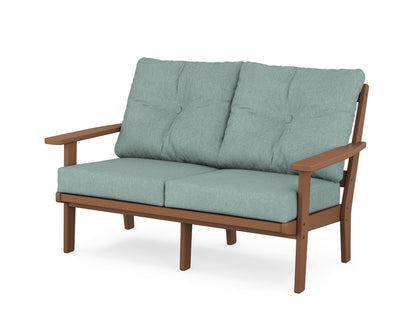 POLYWOOD® Oxford Deep Seating Loveseat in Teak / Glacier Spa