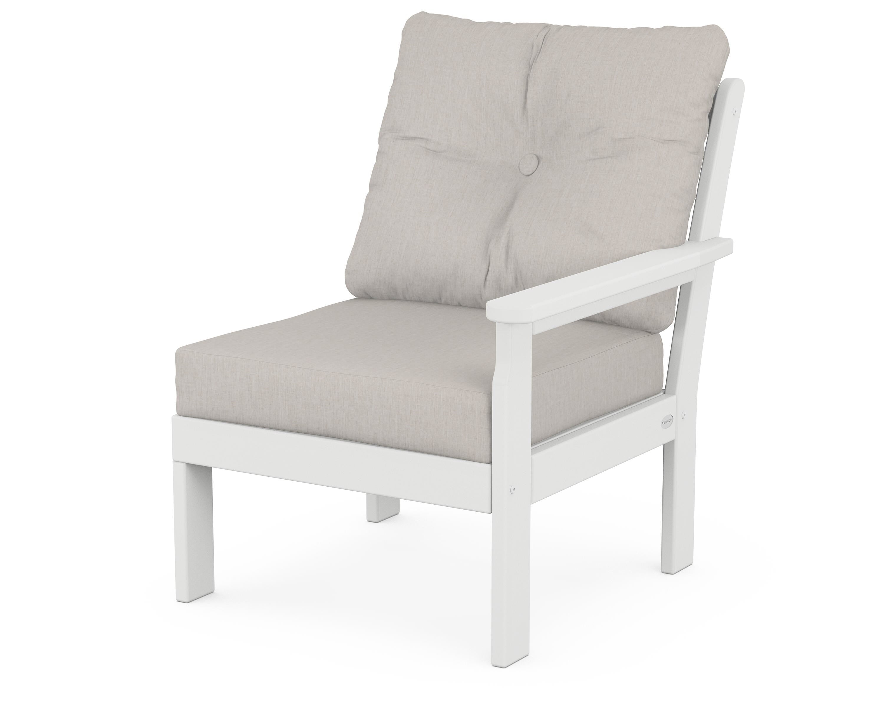 POLYWOOD® Vineyard Modular Right Arm Chair in White / Cast Ash