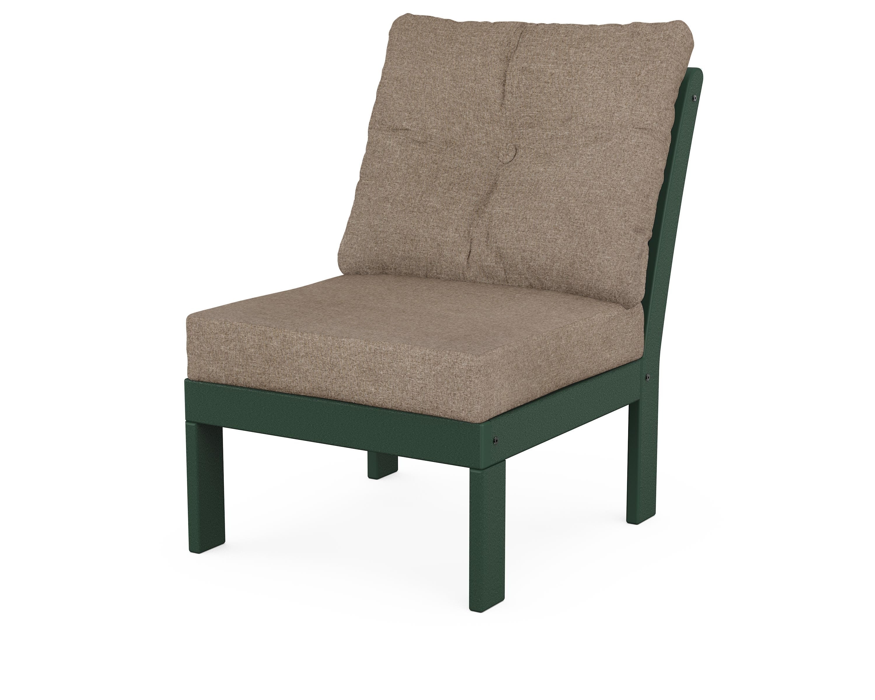 POLYWOOD® Vineyard Modular Armless Chair in Green / Spiced Burlap