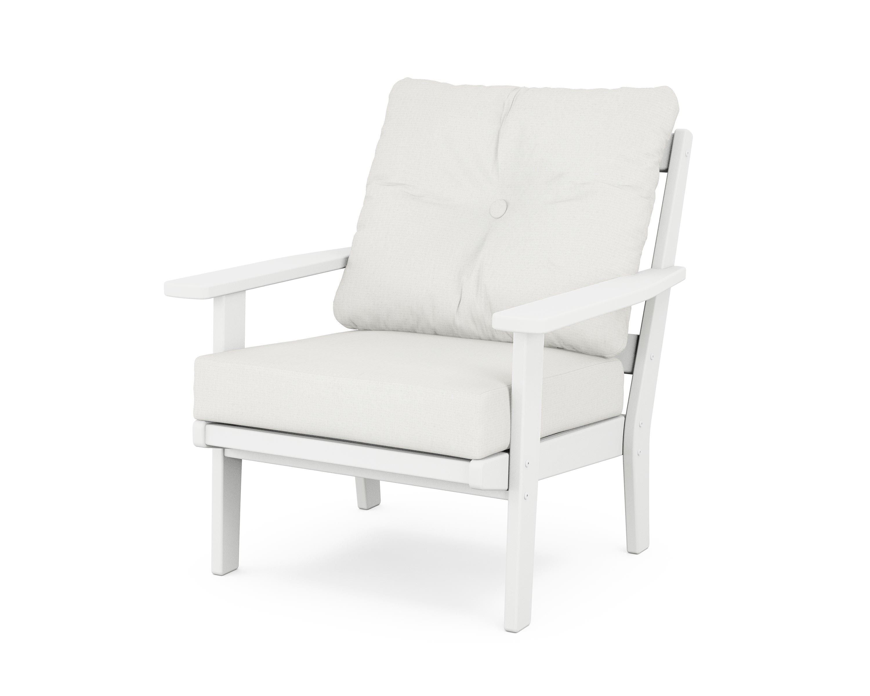 POLYWOOD® Oxford Deep Seating Chair in White / Natural Linen