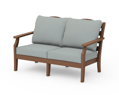 Draper James™ by  POLYWOOD® Savannah Deep Seating Loveseat in Teak / Spa