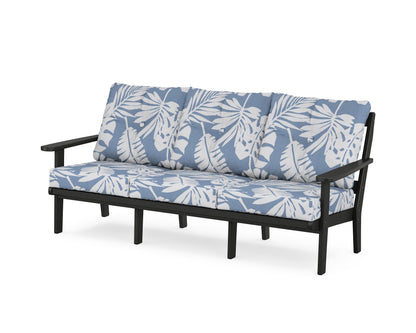 POLYWOOD® Mission Deep Seating Sofa in Black / Leaf Sky Blue