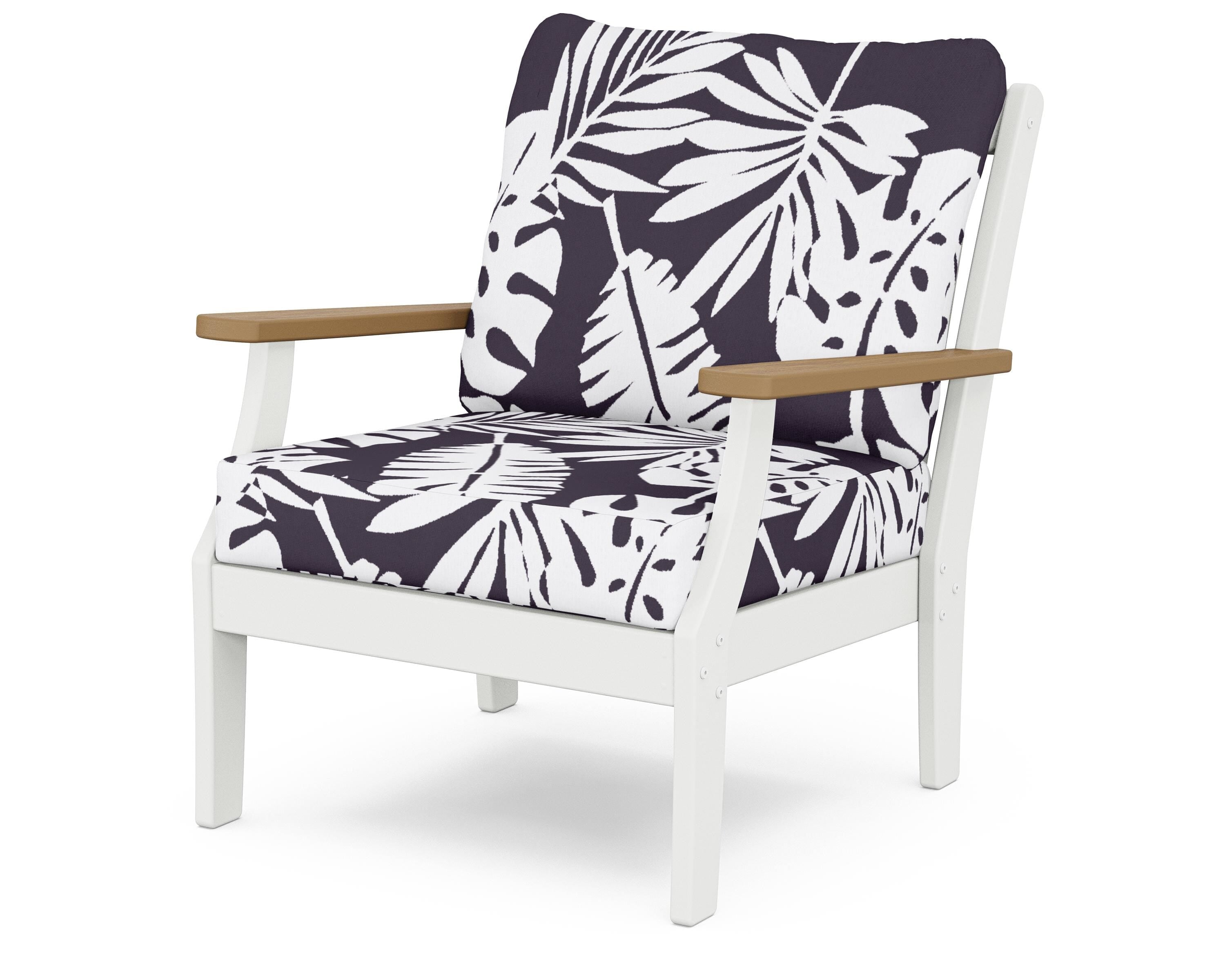 POLYWOOD® Braxton Deep Seating Chair in White / Natural / Leaf Navy