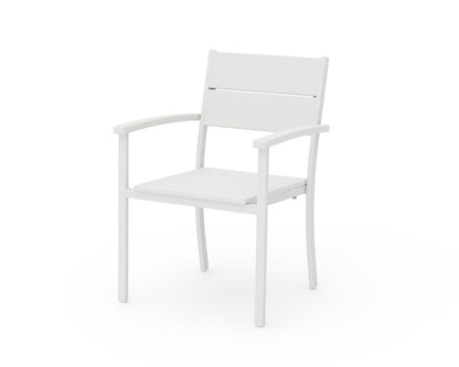 POLYWOOD® Main Street Stacking Dining Arm Chair in White / White