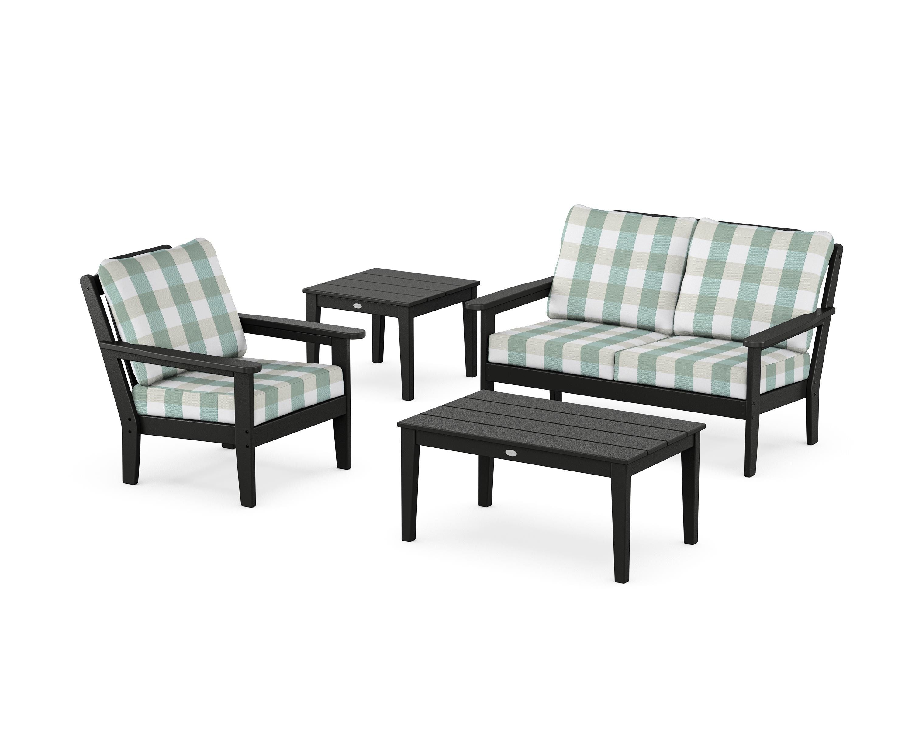 Country Living Wovendale 4-Piece Deep Seating Set in Black / Buffalo Plaid Glacier Spa