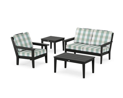 Country Living Wovendale 4-Piece Deep Seating Set in Black / Buffalo Plaid Glacier Spa