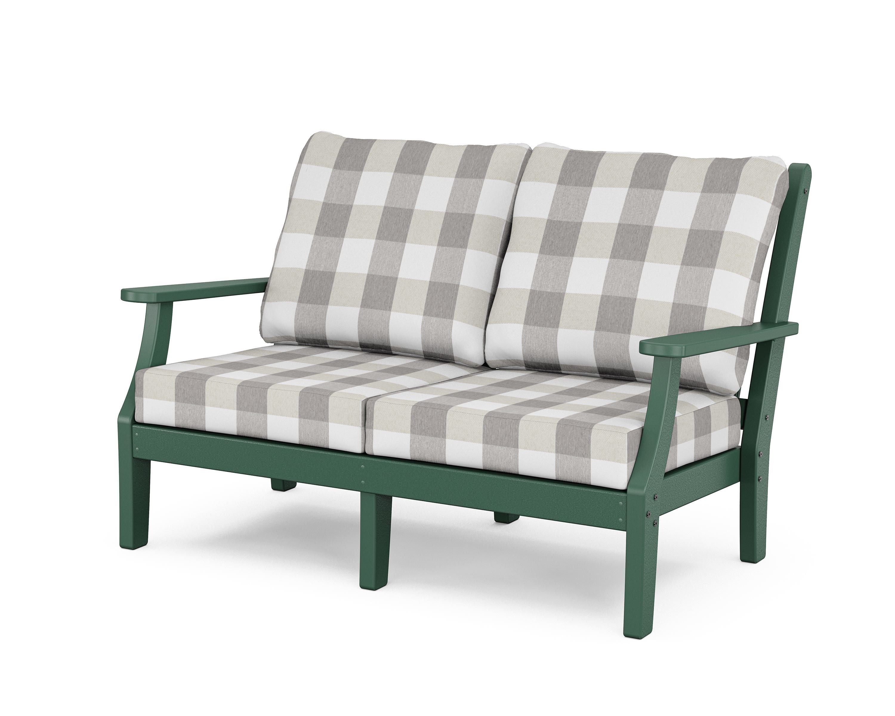 Country Living Wovendale Deep Seating Loveseat in Green / Buffalo Plaid Grey Mist