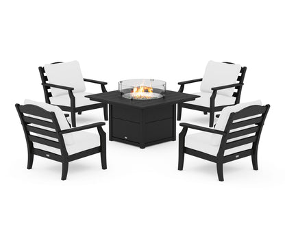 Draper James™ by  POLYWOOD® Savannah 5-Piece Deep Seating Set with Fire Pit Table in Black / Natural