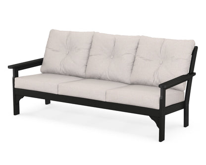 POLYWOOD® Vineyard Deep Seating Sofa in Black / Dune Burlap