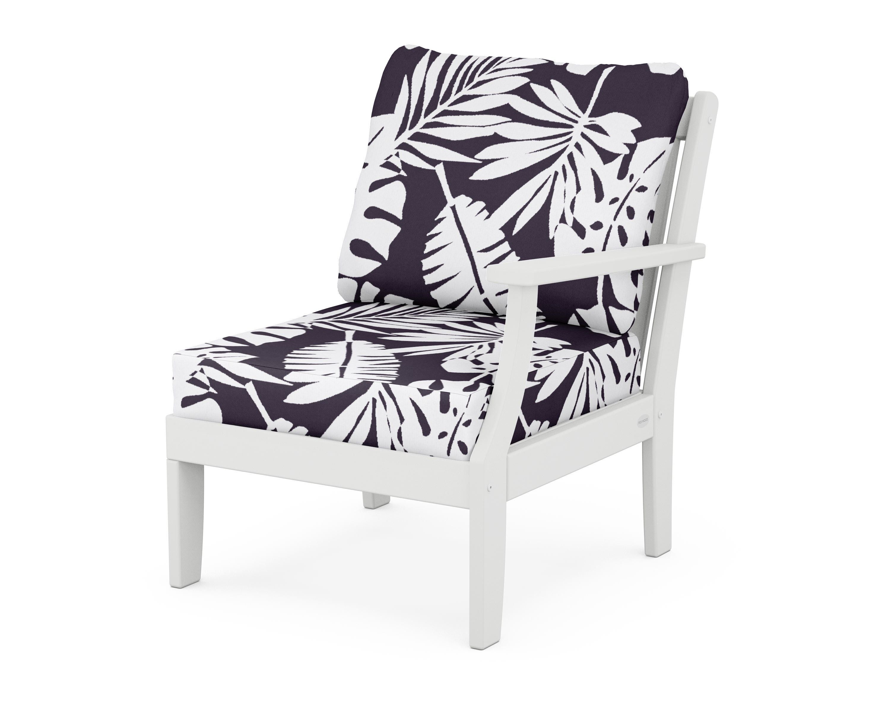 POLYWOOD® Braxton Modular Right Arm Chair in White / Leaf Navy